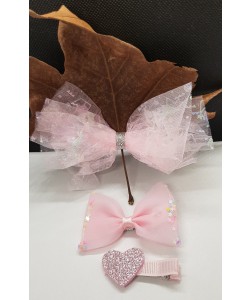 Heart Hair Bow Set